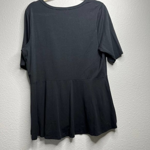 Elbow Bow Sleeve Peplum Flounce Knit Top Black Isaac Mizrahi Sz Large - Picture 5 of 5